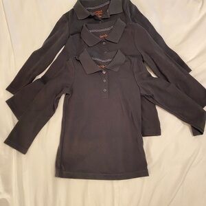 3 Black/Charcoal Cat & Jack 4T Long Sleeve Uniform Shirts